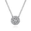 Best Gabriel & Co. 18 inch 14K White Gold Round Diamond Cluster Pendant Necklace
