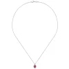 Discount Gabriel & Co. 18 inch 14K White Gold Ruby and Diamond Halo Drop Necklace