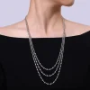 Best Gabriel & Co. 24 inch 18K White Gold Three row Diamond Necklace