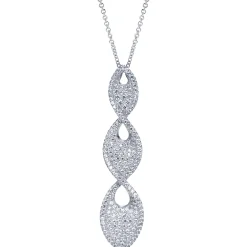 Clearance Gabriel & Co. 18 inch 18K White Gold Triple Marquise Pave Diamond Pendant Necklace