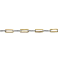 Outlet Gabriel & Co. 7inch 14K White-Yellow Gold Diamond Link Bracelet