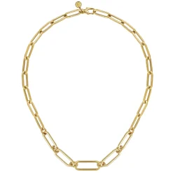 Hot Gabriel & Co. 17 inch 14K Yellow Casted Gold Bujukan Ball Link and Hollow Paperclip Link Chain Necklace