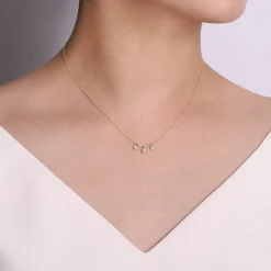 Discount Gabriel & Co. 18 inch 14K Yellow Gold Bezel Set Diamond Drop Necklace