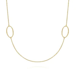 New Gabriel & Co. 28 inch 14K Yellow Gold Bujukan Beaded Oval Station Necklace