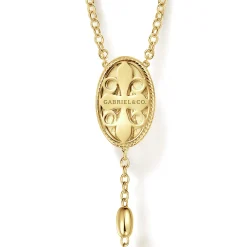 Clearance Gabriel & Co. 27 Inch 14K Yellow Gold Cross Rosary Solid Men's Link Chain Necklace