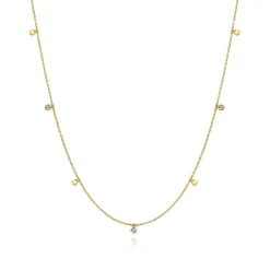 Clearance Gabriel & Co. 24 inch 14K Yellow Gold Diamond and Disc Station Necklace