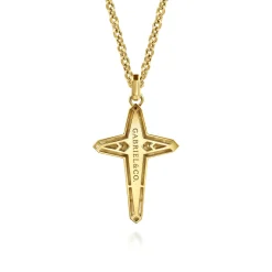 Clearance Gabriel & Co. 22 Inch 14K Yellow Gold Diamond Cross Pendant Necklace