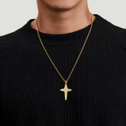 Clearance Gabriel & Co. 22 Inch 14K Yellow Gold Diamond Cross Pendant Necklace