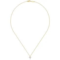 Sale Gabriel & Co. 18 inch 14K Yellow Gold Diamond Cross Pendant Necklace