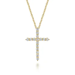 New Gabriel & Co. 18 inch 14K Yellow Gold Diamond Cross Pendant Necklace