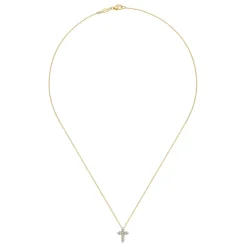 Hot Gabriel & Co. 18 inch 14K Yellow Gold Diamond Cross Pendant Necklace