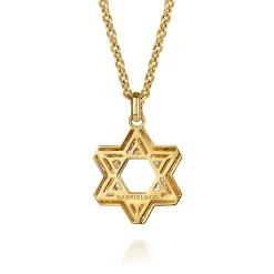 Discount Gabriel & Co. 22 Inch 14K Yellow Gold Diamond Star of David Pendant Necklace