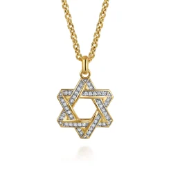 Discount Gabriel & Co. 22 Inch 14K Yellow Gold Diamond Star of David Pendant Necklace
