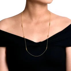 Gabriel & Co. 28 inch 14K Yellow Gold Graduating Bujukan Bead Station Necklace