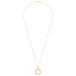 Gabriel & Co. 25 inch 14K Yellow Gold Hexagonal Glass Front Locket Necklace