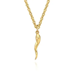 Gabriel & Co. 22 Inch 14K Yellow Gold Italian Horn Pendant Necklace