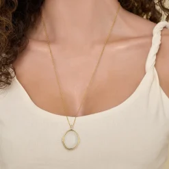 Hot Gabriel & Co. 25 inch 14K Yellow Gold Oval Glass Front Locket Necklace