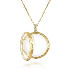 Discount Gabriel & Co. 25 inch 14K Yellow Gold Round Glass Front Locket Necklace