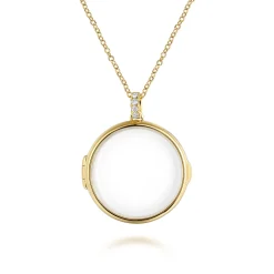 Discount Gabriel & Co. 25 inch 14K Yellow Gold Round Glass Front Locket Necklace