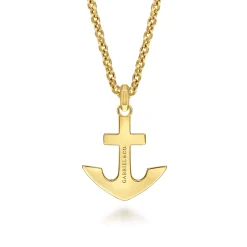 Outlet Gabriel & Co. 22 Inch 14K Yellow Gold Wheat Diamond Anchor Pendant Necklace
