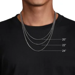 Clearance Gabriel & Co. 24 Inch 3.2mm 14K White Gold Men's Hollow Link Chain Necklace