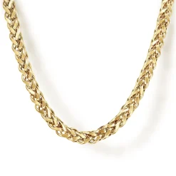 Best Gabriel & Co. 22 Inch 3.2mm 14K Yellow Gold Hollow Men's Wheat Chain Necklace