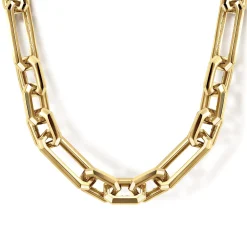 Outlet Gabriel & Co. 22 Inch 6.4mm 14K Yellow Gold Men's Hollow Figaro Chain Necklace
