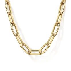 Best Gabriel & Co. 22 Inch 4.5mm 14K Yellow Gold Men's Solid Faceted Link Chain Necklace