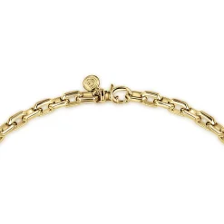 Best Gabriel & Co. 22 Inch 5.6mm 14K Yellow Gold Men's Solid Faceted Link Chain Necklace