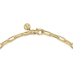 Gabriel & Co. 24 Inch 4.5mm 14K Yellow Gold Men's Solid Faceted Link Chain Necklace