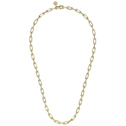 Best Gabriel & Co. 20 Inch 4.5mm 14K Yellow Gold Men's Solid Faceted Link Chain Necklace