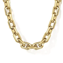 Discount Gabriel & Co. 20 Inch 5.6mm 14K Yellow Gold Men's Solid Faceted Link Chain Necklace