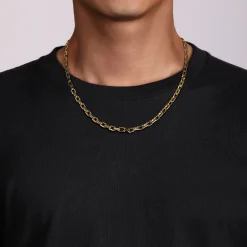 Discount Gabriel & Co. 20 Inch 5.6mm 14K Yellow Gold Men's Solid Faceted Link Chain Necklace