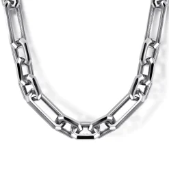 New Gabriel & Co. 22 Inch 6.4mm 925 Sterling Silver Men's Hollow Figaro Chain Necklace