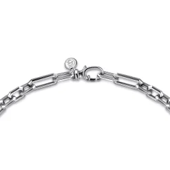 Best Gabriel & Co. 20 Inch 6.4mm 925 Sterling Silver Men's Hollow Figaro Chain Necklace