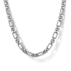 Best Gabriel & Co. 22 Inch 3mm 925 Sterling Silver Men's Solid Figaro Link Chain Necklace
