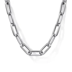 New Gabriel & Co. 24 Inch 4.5mm 925 Sterling Silver Men's Solid Faceted Link Chain Necklace