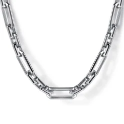 Discount Gabriel & Co. 22 Inch 5.50mm 925 Sterling Silver Men's Solid Faceted Link Chain Necklace