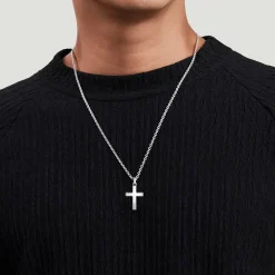Clearance Gabriel & Co. 22 Inch 925 Sterling Silver Beveled Trim Cross Pendant Necklace
