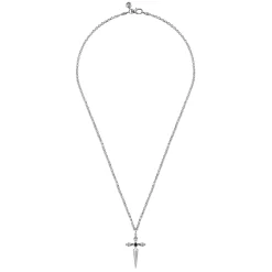 Hot Gabriel & Co. 22 Inch 925 Sterling Silver Black Spinel Dagger Pendant Necklace
