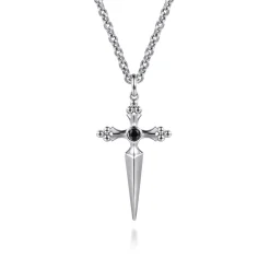 Hot Gabriel & Co. 22 Inch 925 Sterling Silver Black Spinel Dagger Pendant Necklace
