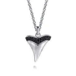 Outlet Gabriel & Co. 22 Inch 925 Sterling Silver Black Spinel Shark Tooth Pendant Necklace