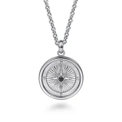 Hot Gabriel & Co. 22 Inch 925 Sterling Silver Black Spinel Compass Pendant Necklace