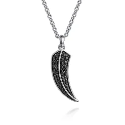 Clearance Gabriel & Co. 22 Inch 925 Sterling Silver Black Spinel Horn Pendant Necklace