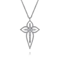 Outlet Gabriel & Co. 20 inch 925 Sterling Silver Bujukan and White Sapphire Cross Pendant Necklace