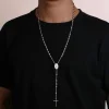 Sale Gabriel & Co. 27 Inch 925 Sterling Silver Cross Rosary Solid Men's Link Chain Necklace