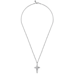 Best Gabriel & Co. 22 Inch 925 Sterling Silver Diamond Cross Pendant Necklace