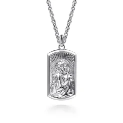 New Gabriel & Co. 22 Inch 925 Sterling Silver Dog tag Pendant Necklace With Skull