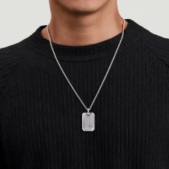 Hot Gabriel & Co. 22 Inch 925 Sterling Silver Dog Tag Pendant Necklace