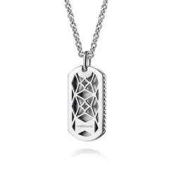 Discount Gabriel & Co. 22 Inch 925 Sterling Silver Dog Tag Pendant Necklace